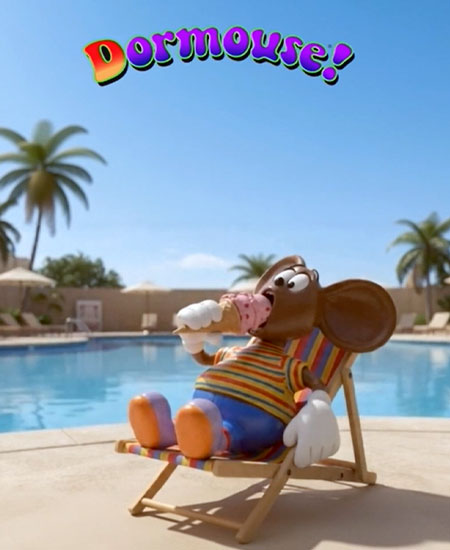 Dormouse chilling out by the pool visual